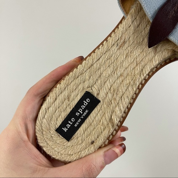 KATE SPADE Brown Flower Accent Espadrille Sandal Slides - Picture 9 of 10